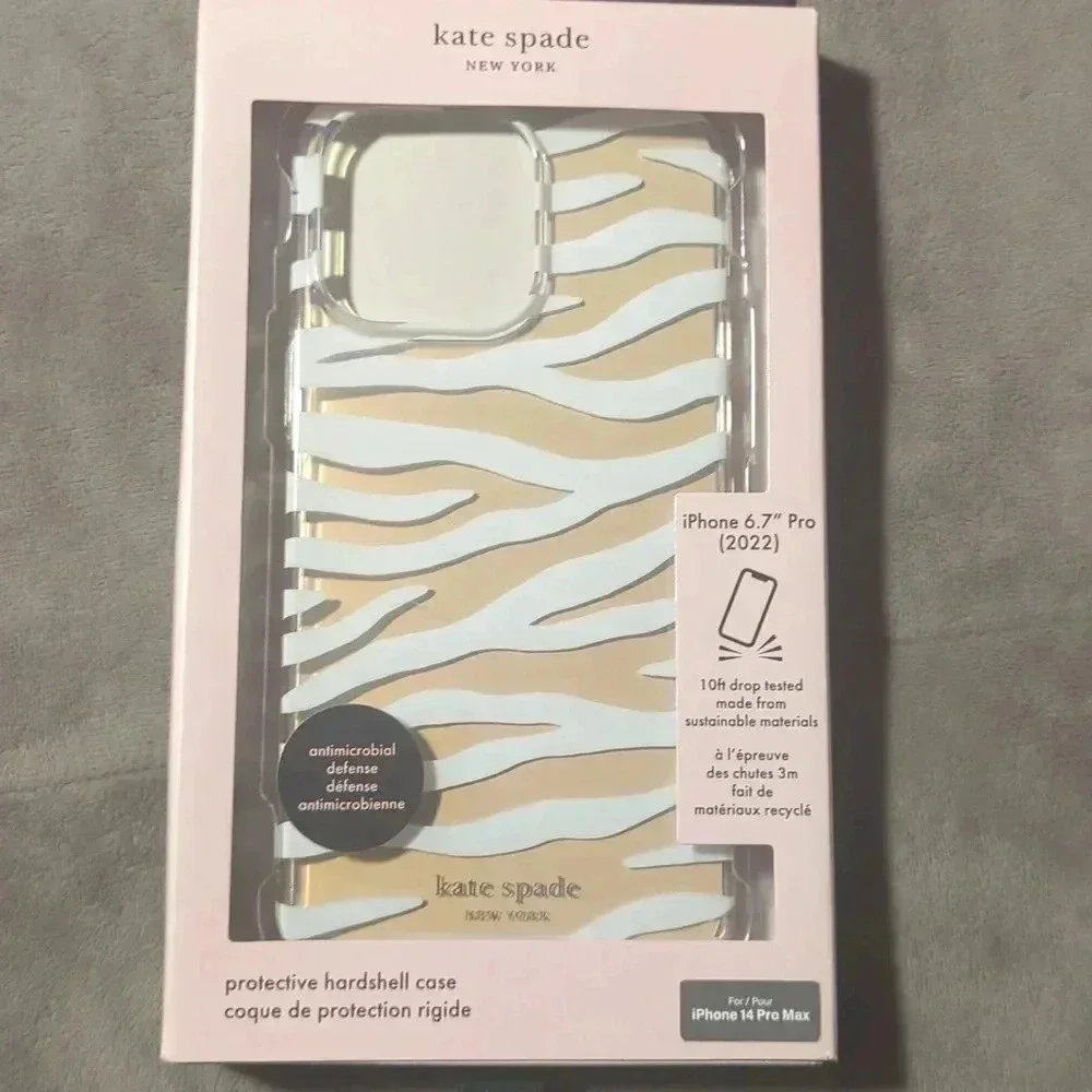 KATE Spade protective hardshell case iPhone 14 pro max- white zebra